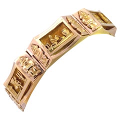Peruvian Themed Solid Gold Bracelet