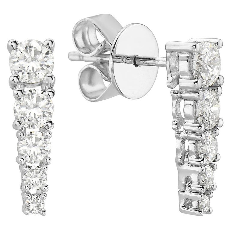 White Gold Five Stone Drop Earrings For Sale at 1stDibs