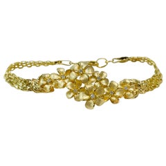 Vintage Denny Wong Yellow Gold Diamond Plumeria Bracelet