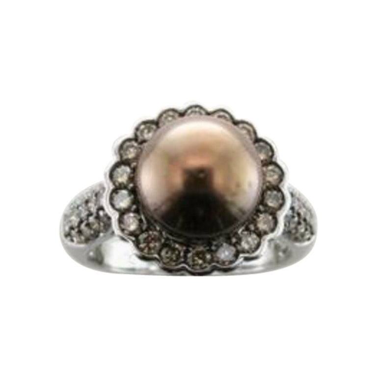 Grand Sample Sale Ring featuring Chocolate Pearls Chocolate Diamonds For Sale
