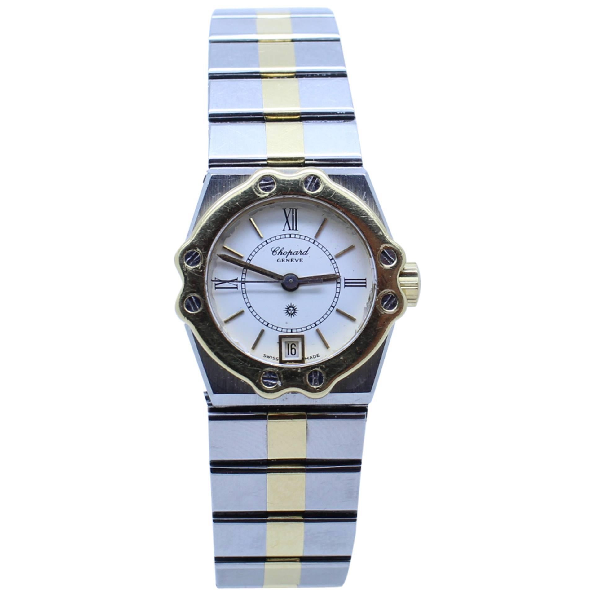 Chopard Yellow Gold Stainless Steel St. Moritz Quartz Wristwatch For Sale