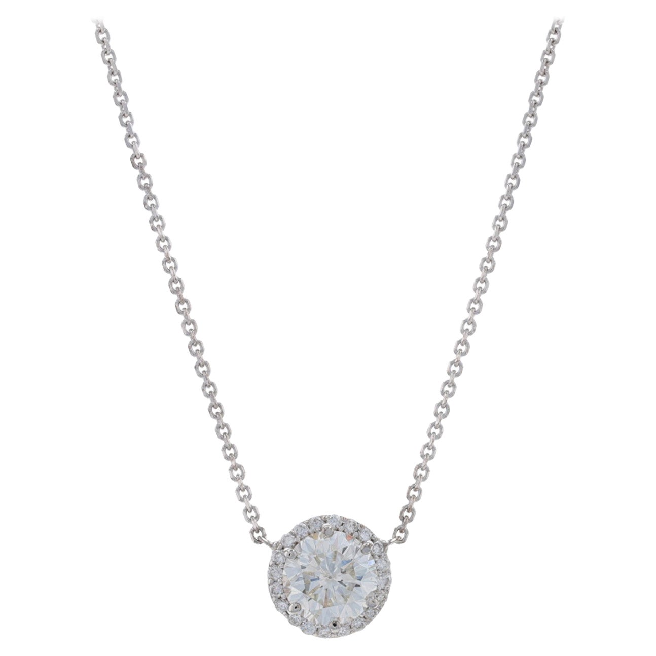 White Gold Dashing Diamonds Necklace, 14k Round Brilliant Cut .50ctw