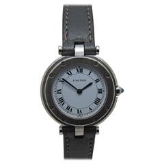 Cartier Brushed Stainless Steel Santos Round Wristwatch