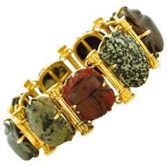 Antique Victorian Aesthetic Gold Bracelet in the Egyptian Taste