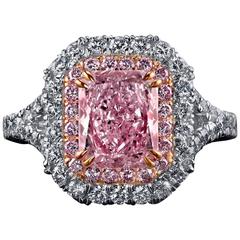 Natural Fancy Pink Diamond Gold Platinum Ring