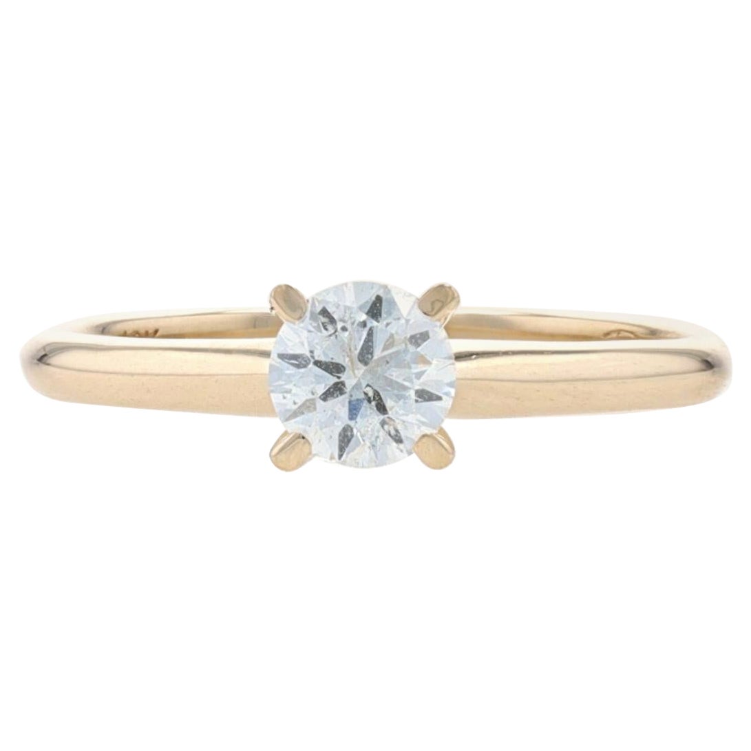 Yellow Gold Diamond Solitaire Engagement Ring 10k Round Brilliant .50ct