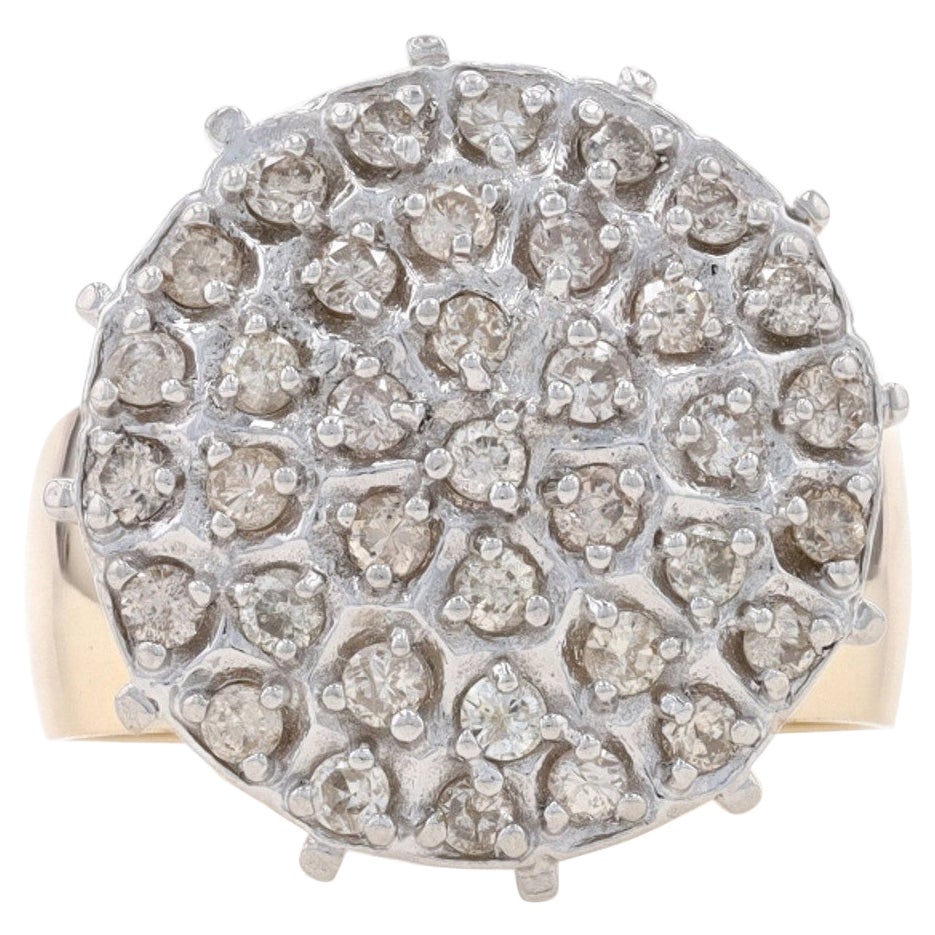 Yellow Gold Diamond Cluster Cocktail Ring 10k Round Brilliant 1.00ctw Engagement For Sale