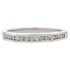 White Gold Diamond Wedding Band 14k Round .24ctw Channel Set Angled Stack Ring