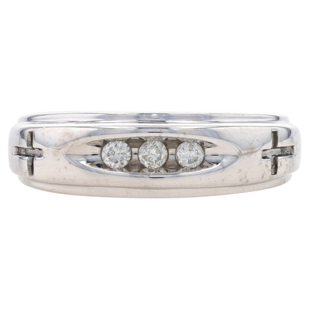 Men's 10K White Gold Diamond Band For Sale at 1stDibs