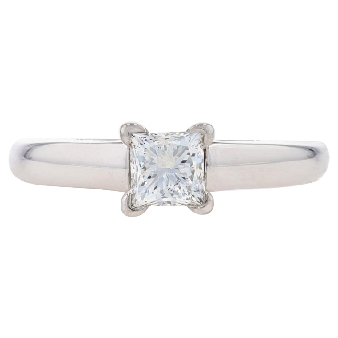 White Gold Diamond Solitaire Engagement Ring 14k Princess .75ct IGI Cathedral For Sale
