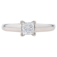 White Gold Diamond Solitaire Engagement Ring 14k Princess .75ct IGI Cathedral