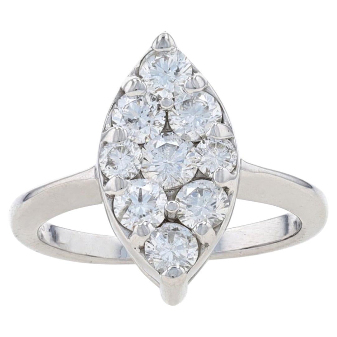 White Gold Diamond Cluster Halo Cocktail Ring 14k Round 1.00ctw Engagement