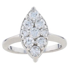 Vintage White Gold Diamond Cluster Halo Cocktail Ring 14k Round 1.00ctw Engagement