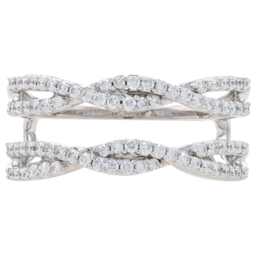 Anneau de mariage en or blanc avec diamant 14k Round .60ctw Twist Wrap Jacket Ring en vente