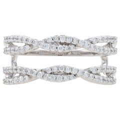 Vintage White Gold Diamond Enhancer Wedding Band 14k Round .60ctw Twist Wrap Jacket Ring