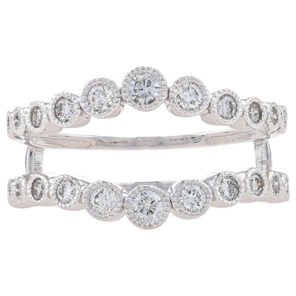 White Gold Diamond Enhancer Wedding Band 14k Rnd.58ctw Milgrain Wrap Jacket Ring