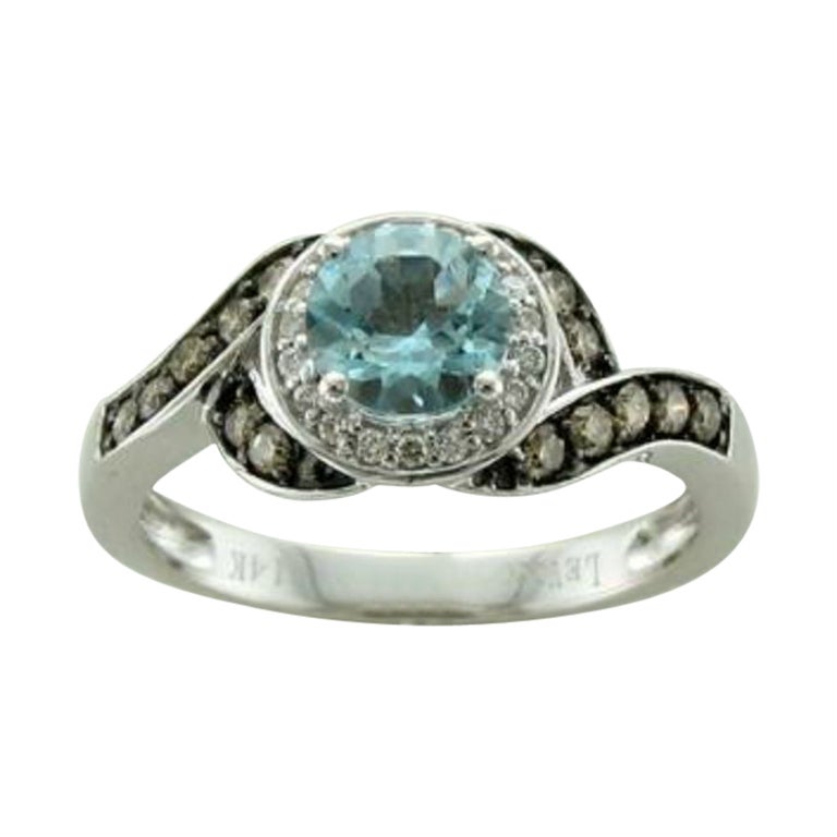 Le Vian Ring Featuring Sea Blue Aquamarine Chocolate Diamonds For Sale