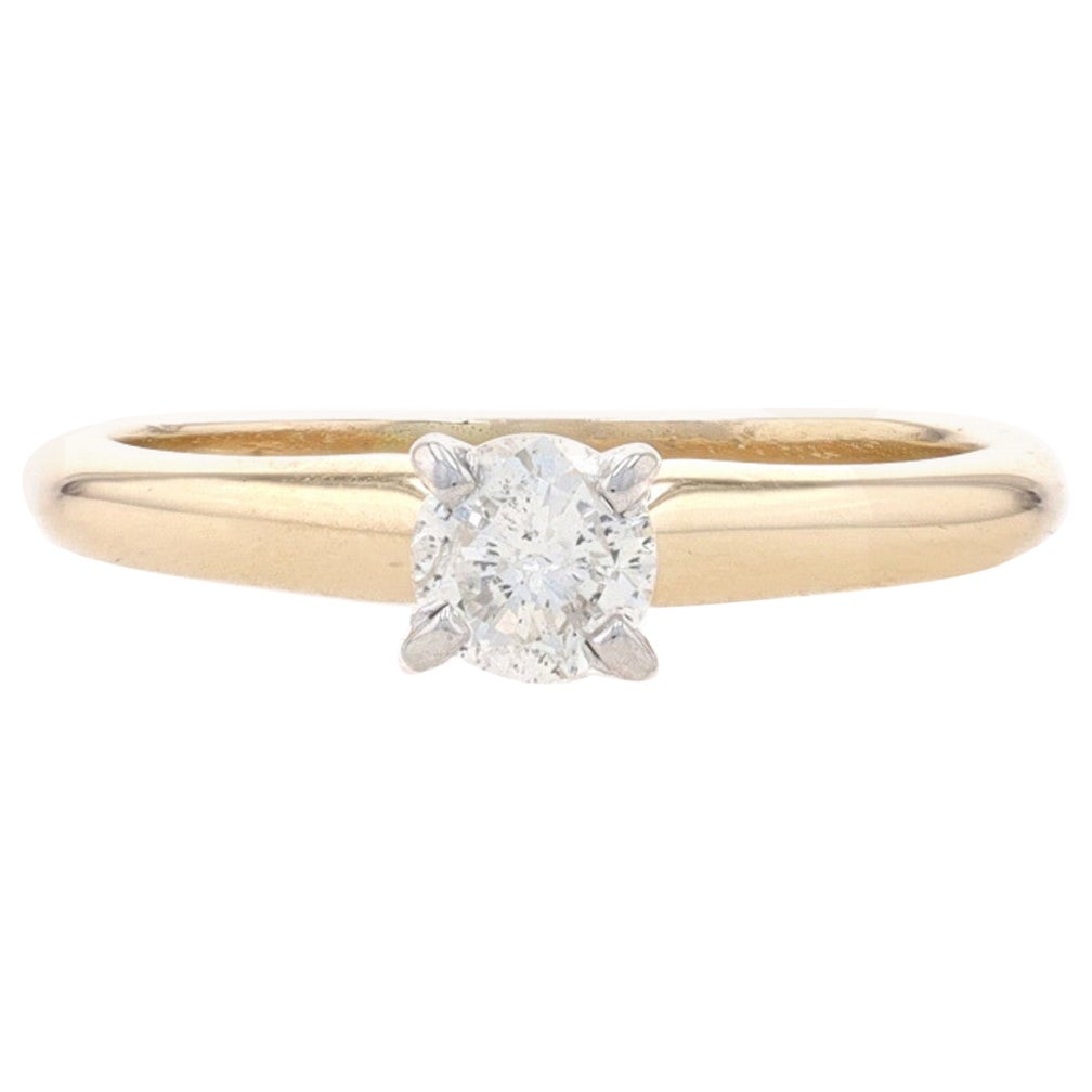 Yellow Gold Diamond Solitaire Engagement Ring 14k Round Brilliant .31ct For Sale
