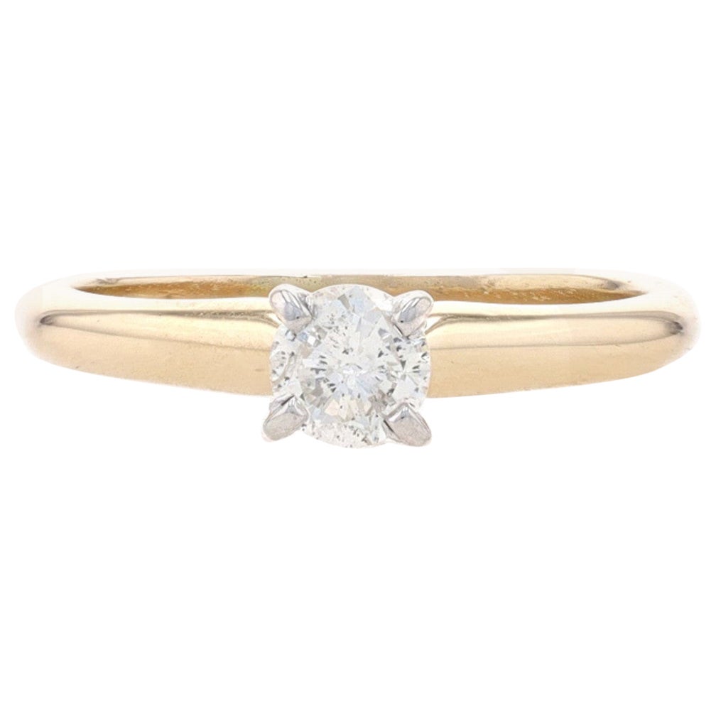 Verlobungsring aus Gelbgold mit Diamant Solitär 14k rundem Brillant .31ct