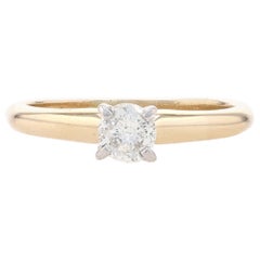 Yellow Gold Diamond Solitaire Engagement Ring 14k Round Brilliant .31ct