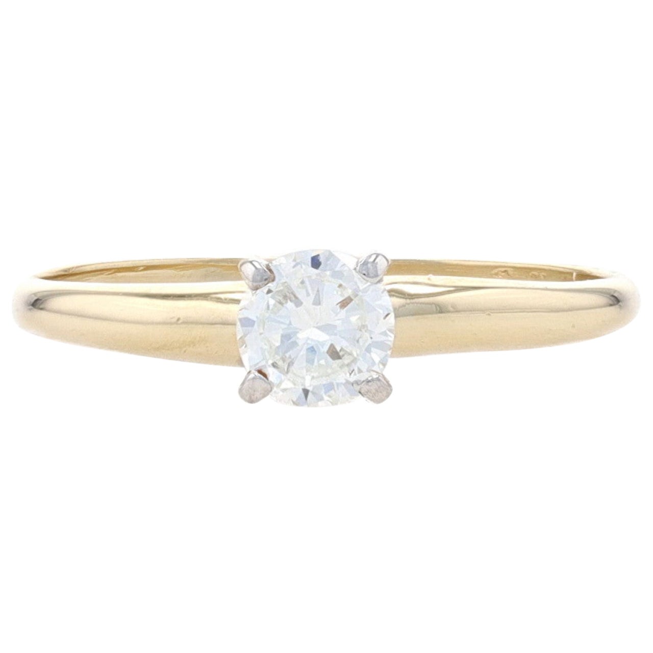 Yellow Gold Diamond Solitaire Engagement Ring 14k Round Brilliant .38ct For Sale