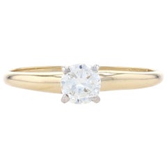 Yellow Gold Diamond Solitaire Engagement Ring 14k Round Brilliant .38ct