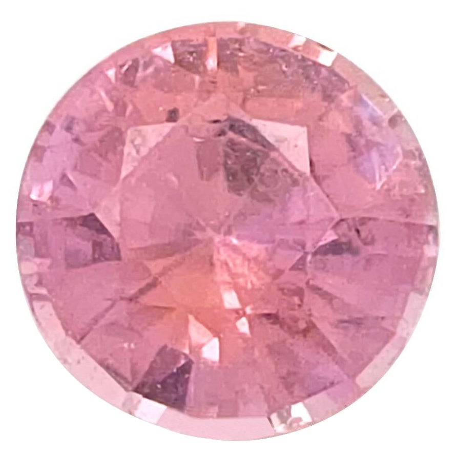 GRS Certified 0.43ct Natural Round Shaped Pinkish-Orange Padparadscha Sapphire For Sale