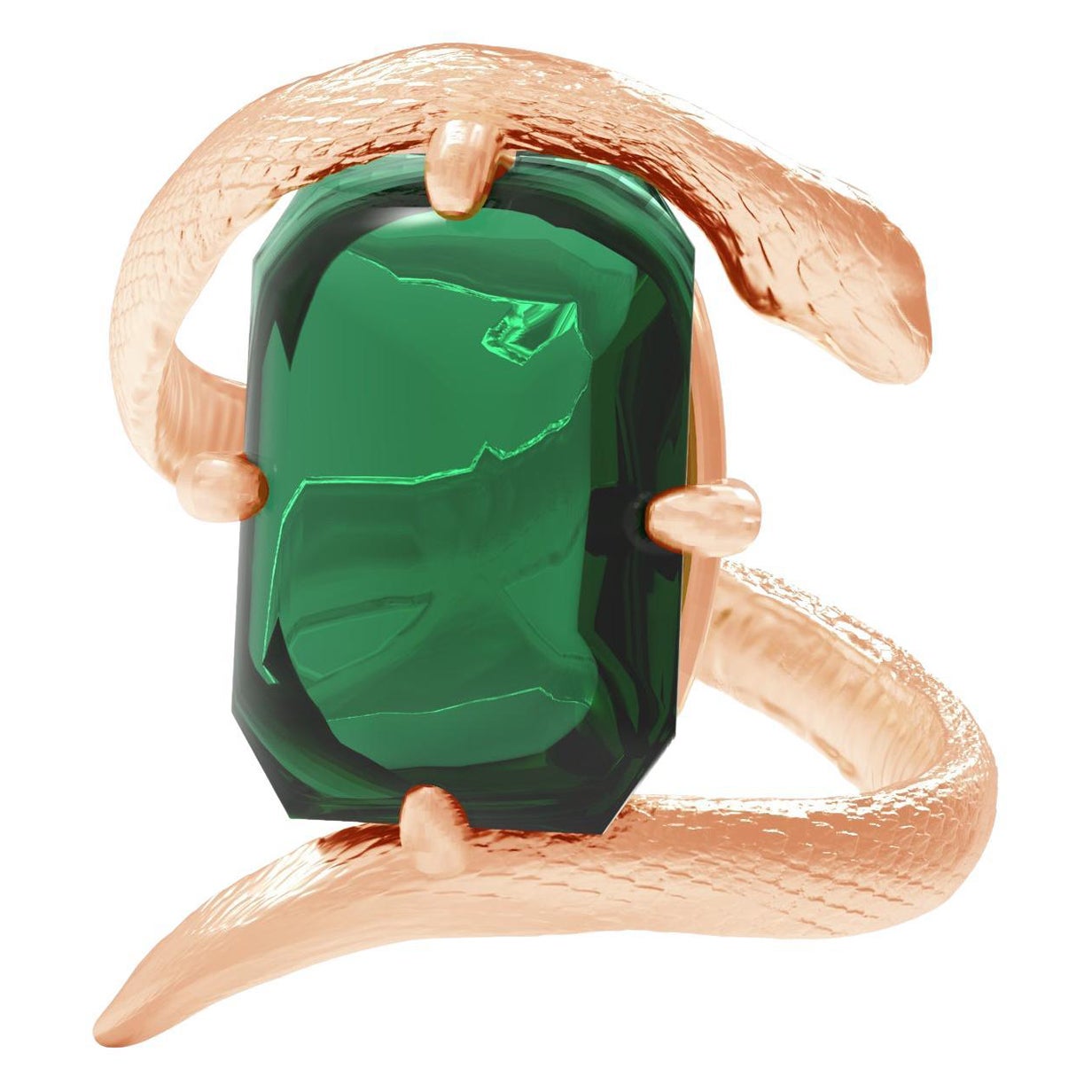 Eighteen Karat Rose Gold Contemporary Ring with Natural Green Tourmaline For Sale