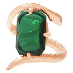Eighteen Karat Rose Gold Contemporary Ring with Natural Green Tourmaline