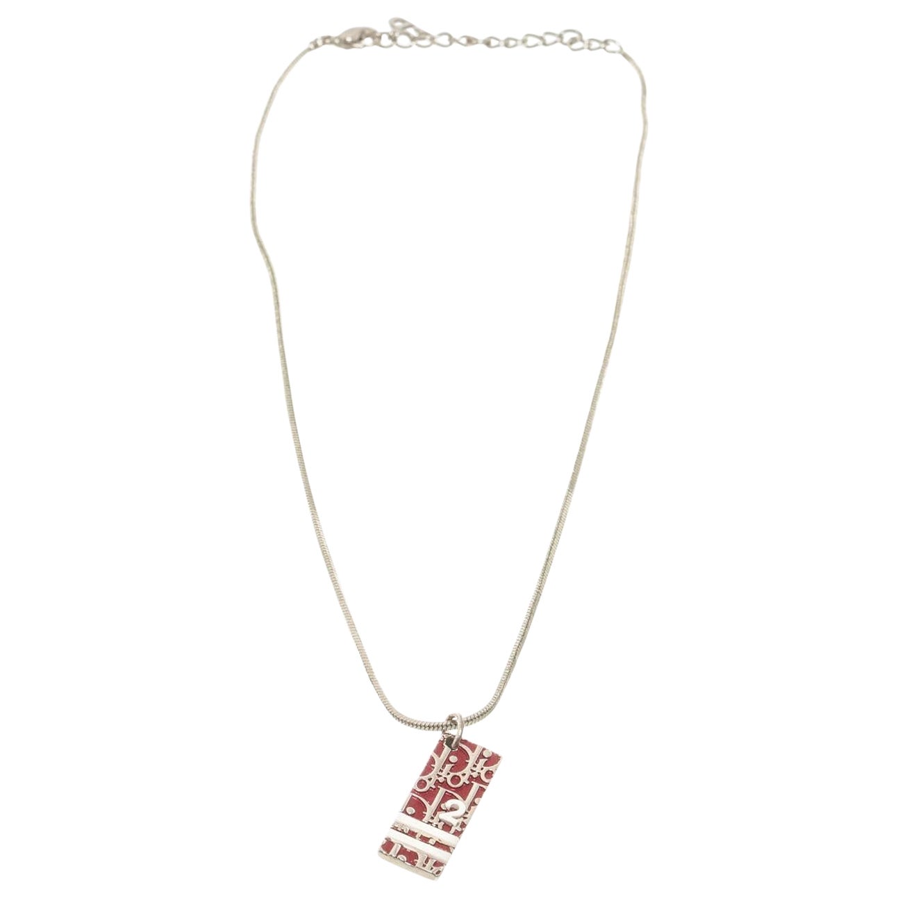 Dior Rot-Silber Metall Trotter Nr. 2 Halskette im Angebot