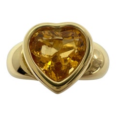 Very Rare Vintage Piaget Citrine 18k Yellow Gold Heart Cut Doll Ring