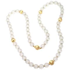 Buccellati Rock Crystal Gold Bead 30 Inch Long Necklace 5