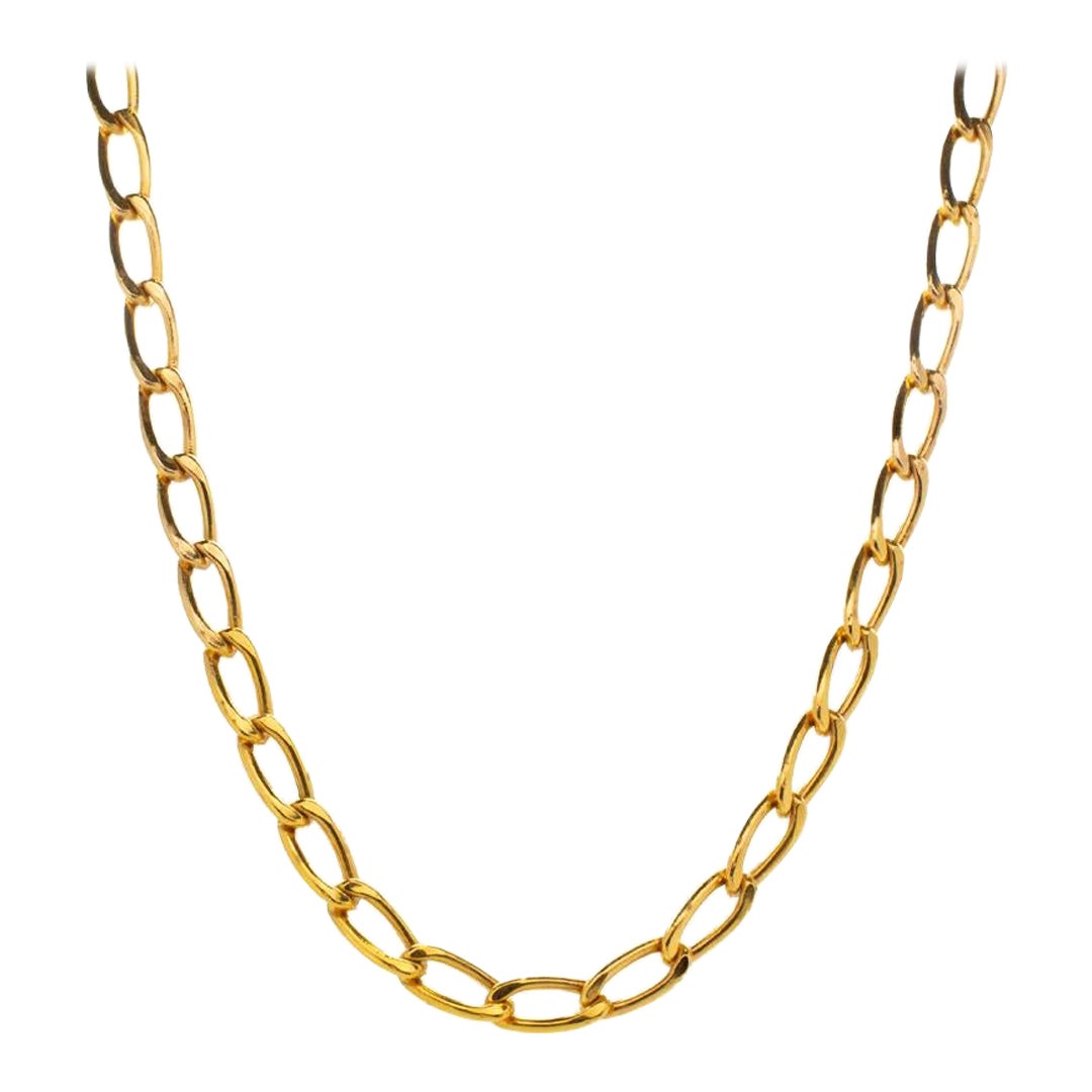 Ladies 14K Yellow Gold Rolo Chain Toggle Necklace For Sale