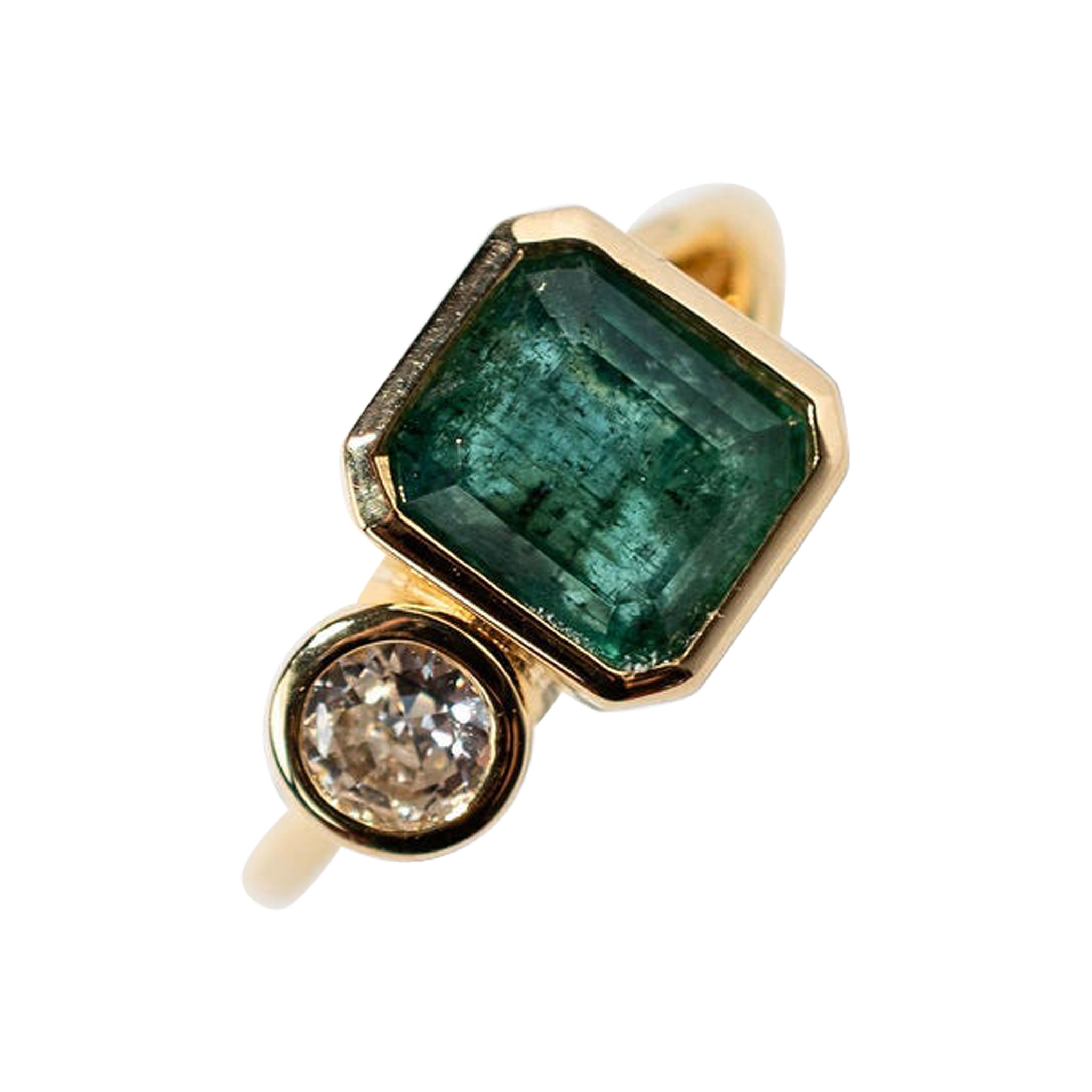 Genuine Zambian Emerald and Lab Grown Diamond Silver Halo Necklace main image 0