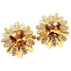 Cartier Aldo Cipullo Citrine Diamond Gold Earrings