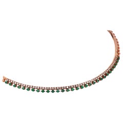 18k Rose Gold Necklace with Emeralds and Diamonds