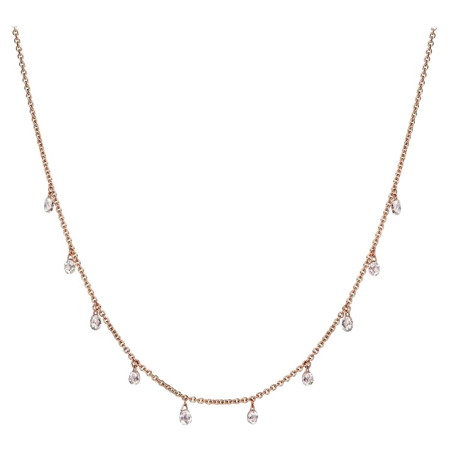 PANIM 1Carat Mille Etoiles Necklace with 10 Dangling Diamond in 18Karat RoseGold For Sale