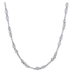 White Gold Beaded Necklace 18k Etched Italy