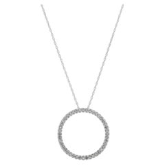 Vintage White Gold Diamond Eternity Pendant Necklace 10k Single Ct .25ctw Circle