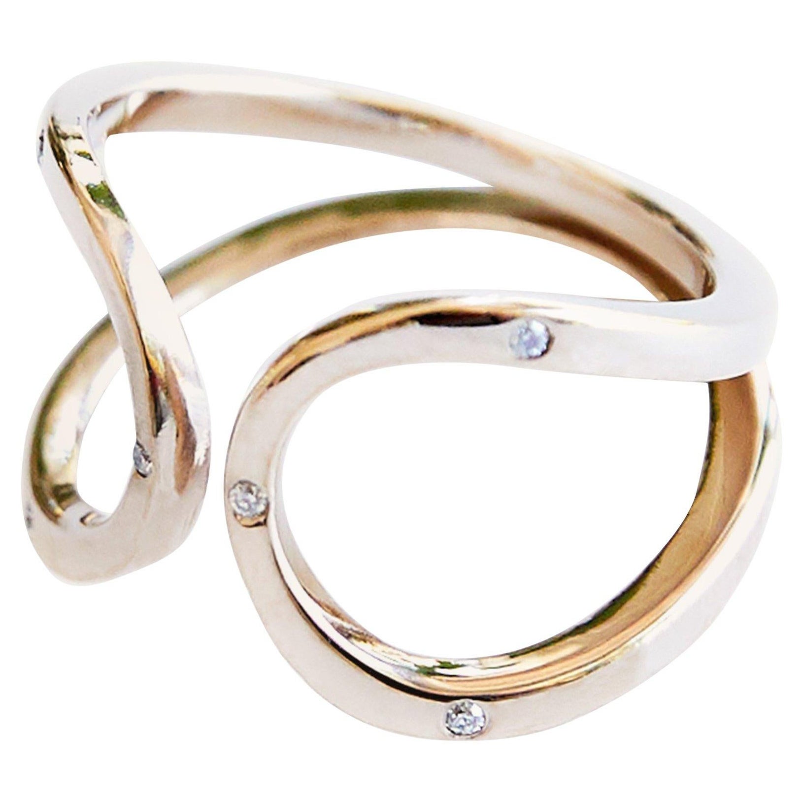 White Diamond Ring Fashion Cocktail Ring Adjustable Bronze J Dauphin