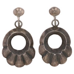 Boucles d'oreilles amérindiennes en argent sterling 925 avec boucle festonnée non percée