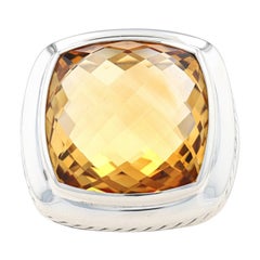 David Yurman Albion 20mm Citrine Ring Sterling 925 Cocktail Solitaire Size 6