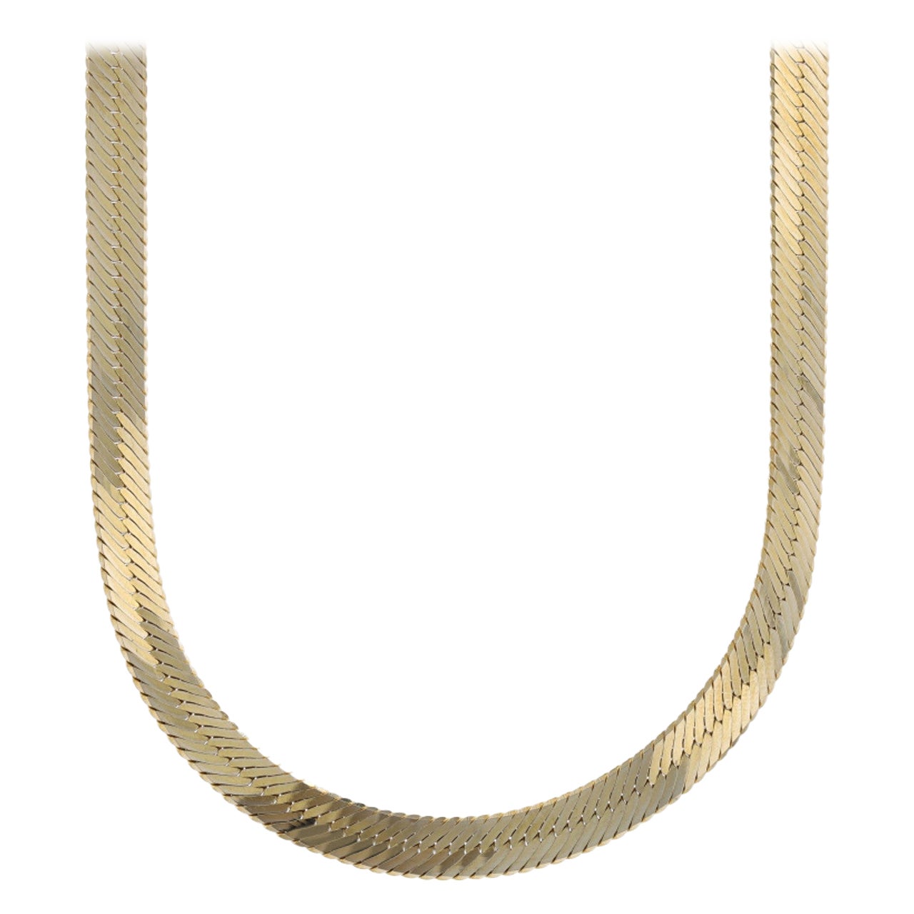 14k Yellow Gold Mini Herringbone Necklace For Sale at 1stDibs