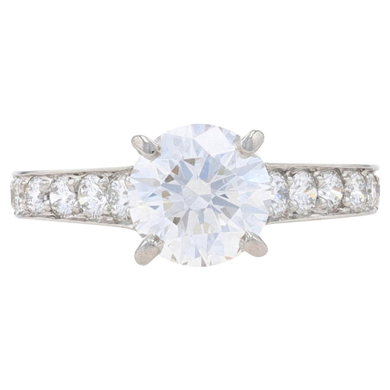 Cartier Solitaire 1895 Classic Pavé Diamond Engagement Ring Platinum 1.69ctw GIA For Sale