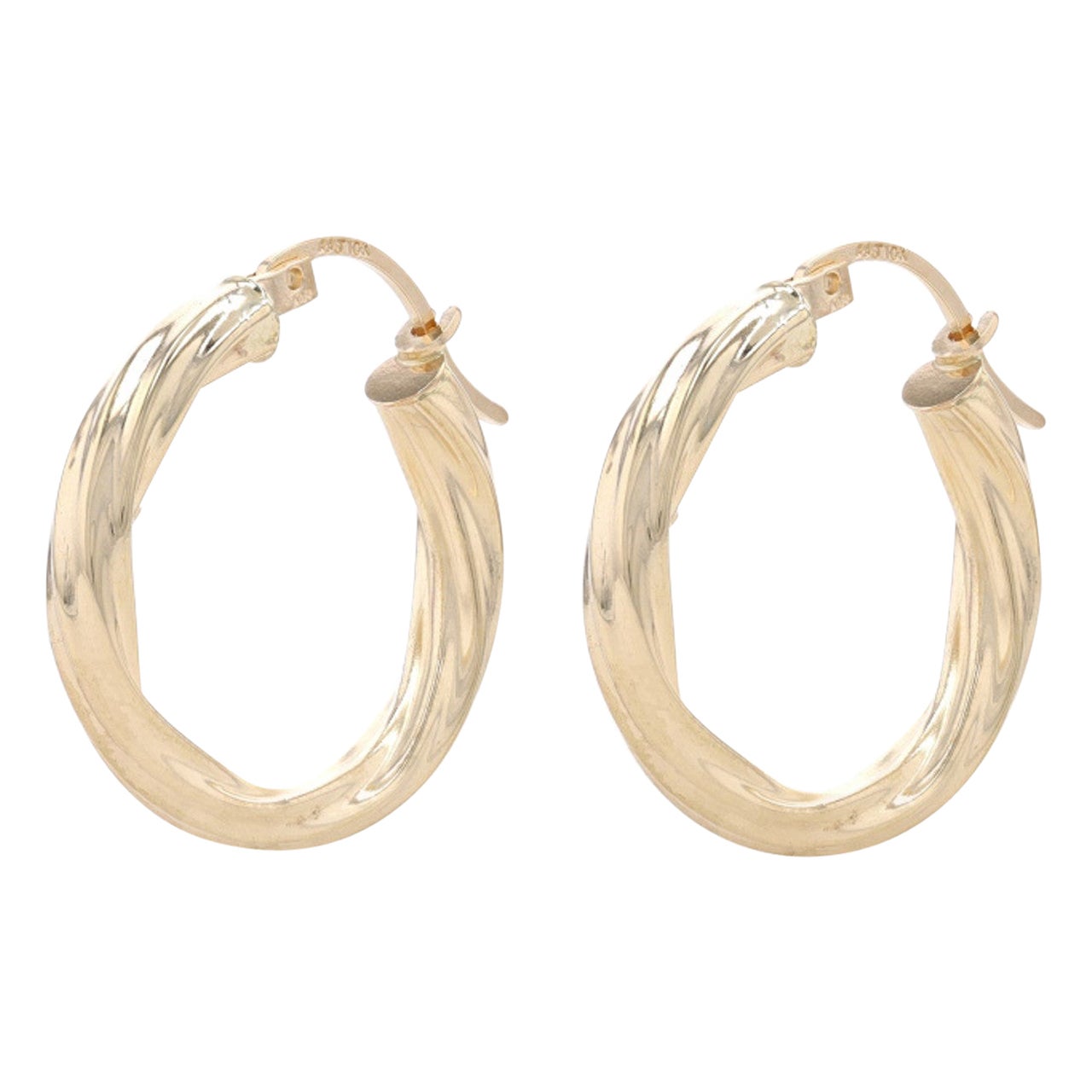 New Diamond JHoop Earrings, 10k Yellow Gold Pierced Round Cut 1.00ctw