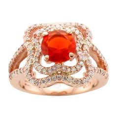 Grand Sample Sale Ring Featuring Neon Tangerine Fire Opal Vanilla Diamonds Set