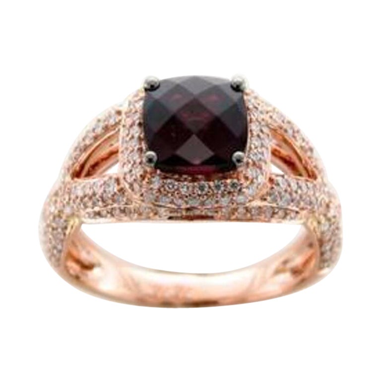 Grand Sample Sale Ring Featuring Raspberry Rhodolite Chocolate Diamonds For Sale