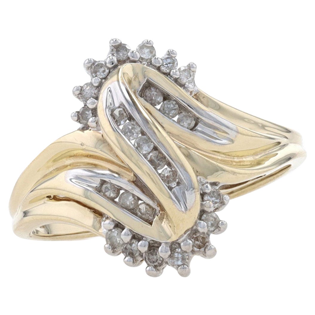 Yellow Gold Diamond Cluster Bypass Ring 10k Single Cut .25ctw