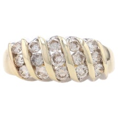Fascia di diamanti a strisce in oro giallo 10k Anello rotondo 1.00ctw Champagne Brown
