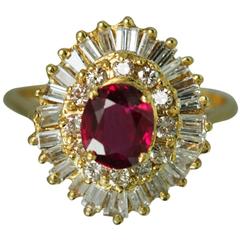 Anello Ballerina in oro con diamante e rubino